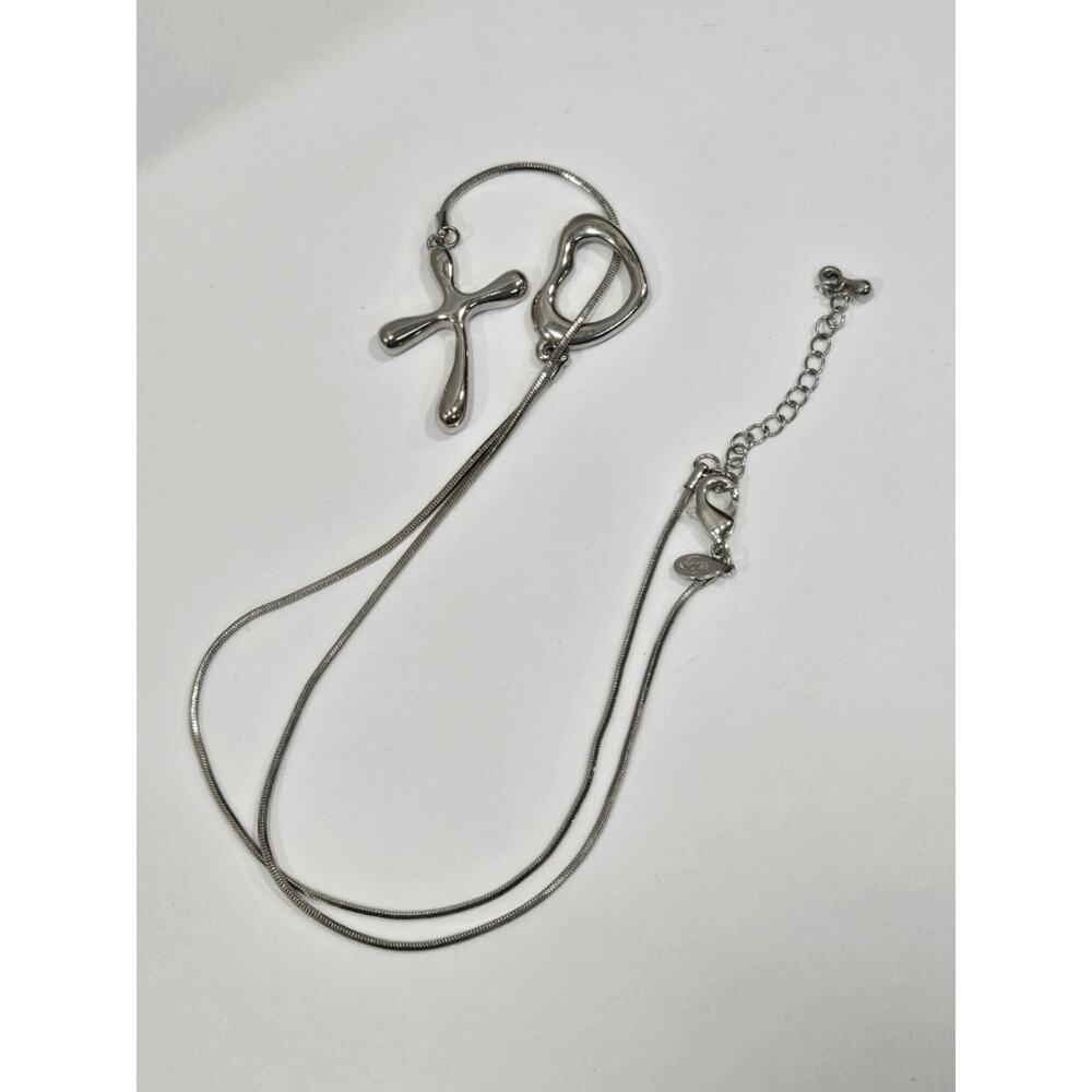 Token Of Love Heart Cross Intertwined Silver Chain Necklace Christian Agape - Picture 9 of 13